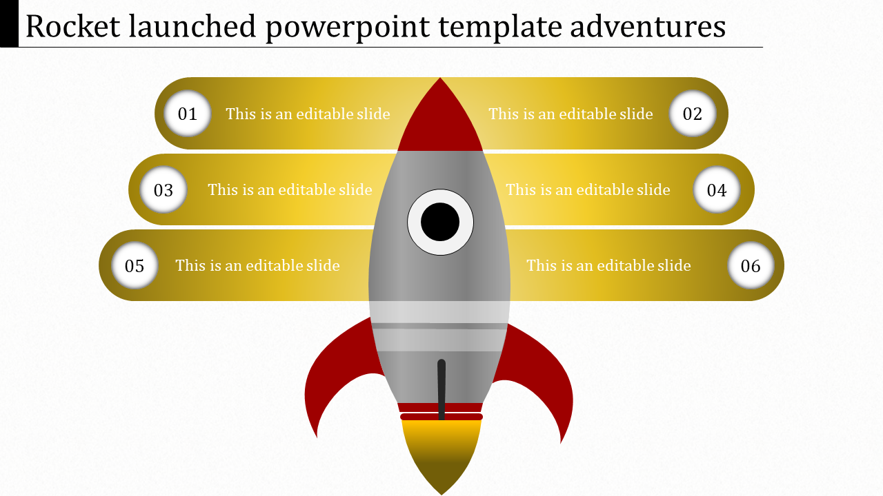 rocket launched powerpoint template-yellow